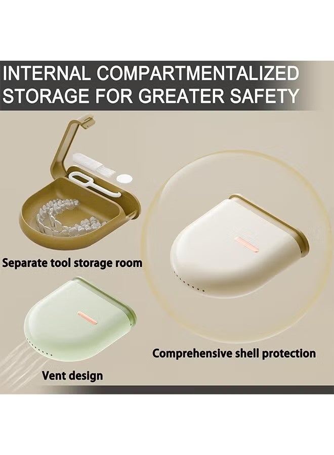 علبة تقويم أسنان مزودة بفتحات تهوية، علبة تقويم رفيعة قابلة للسحب، متوافقة مع مجموعة واقيات الفم، تقويم أسنان عصري مع أداة إزالة المثبت وفرشاة - Image 4